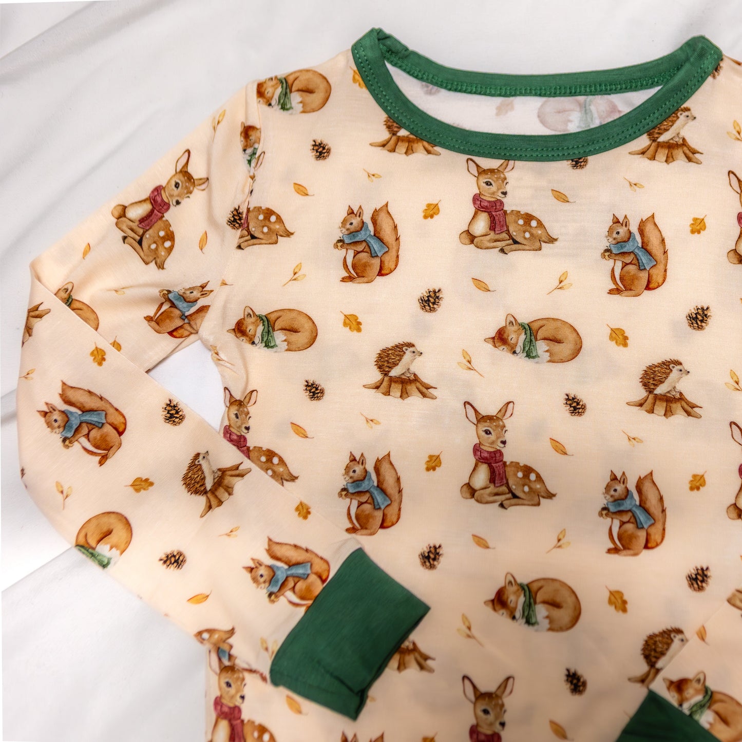Children's long-sleeve shirt with fox pattern on a white background